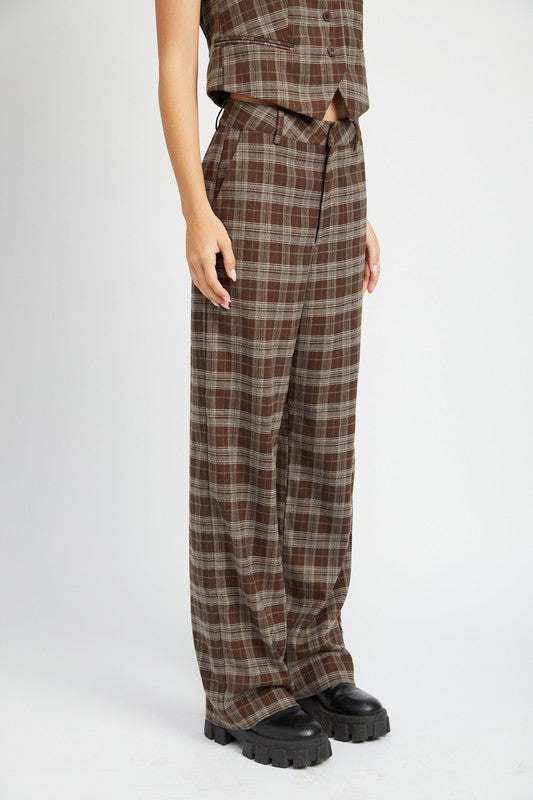 PLAID HIGH WAIST TROUSERS