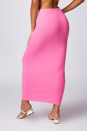 Casual long, high-waisted, hip-hugging maxi skirts