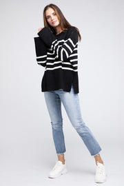 Ribbed Hem Stripe Sweater