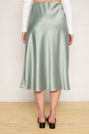 Sarah Satin Midi Skirt - Plus Size