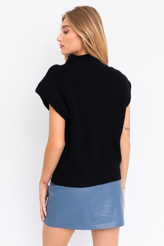 Turtle Neck Power Shoulder Sweater Vest