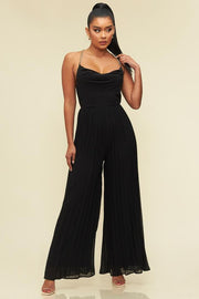 SAMANTHA COWL NECK CHAIN PLEATED JUMPSUIT