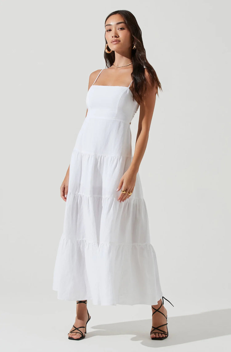 TEMECULA SQUARE NECK CUTOUT TIERED MIDI DRESS Tonico Brand