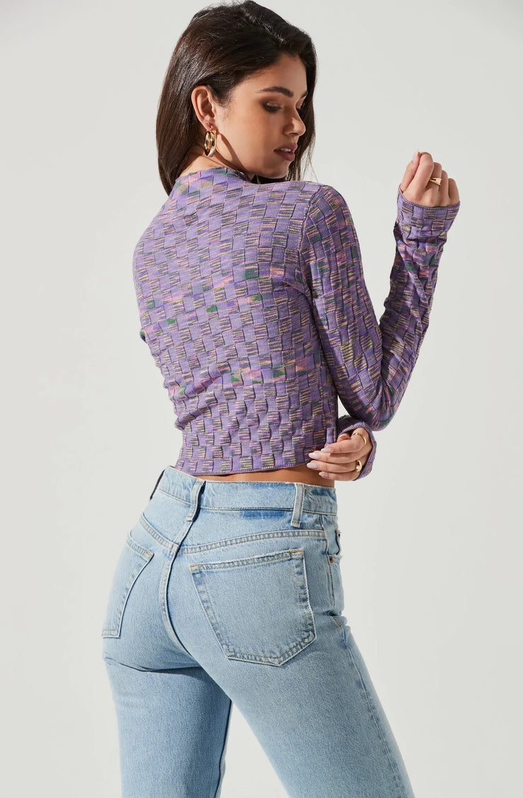 IZZY MARLED CHECKERED LONG SLEEVE TOP