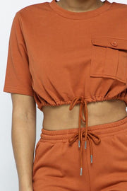 DRAWSTRING CROP TOP FRENCH TERRY SET - Tonico Brand