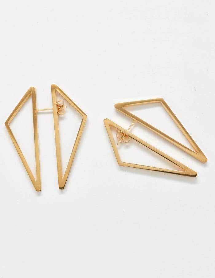 Admiral Row - Double Sided Gold Geometric Triangle Earrings