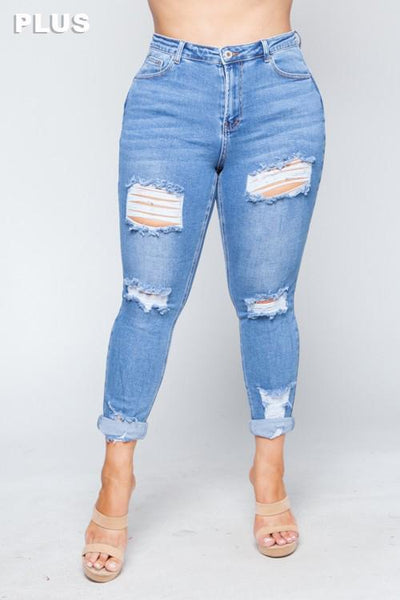 HIGH RISE DISTRESSED JEANS - Tonico Brand